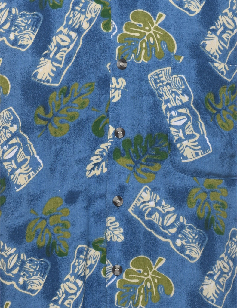 Leafy Print Hawaiian Shirt - L