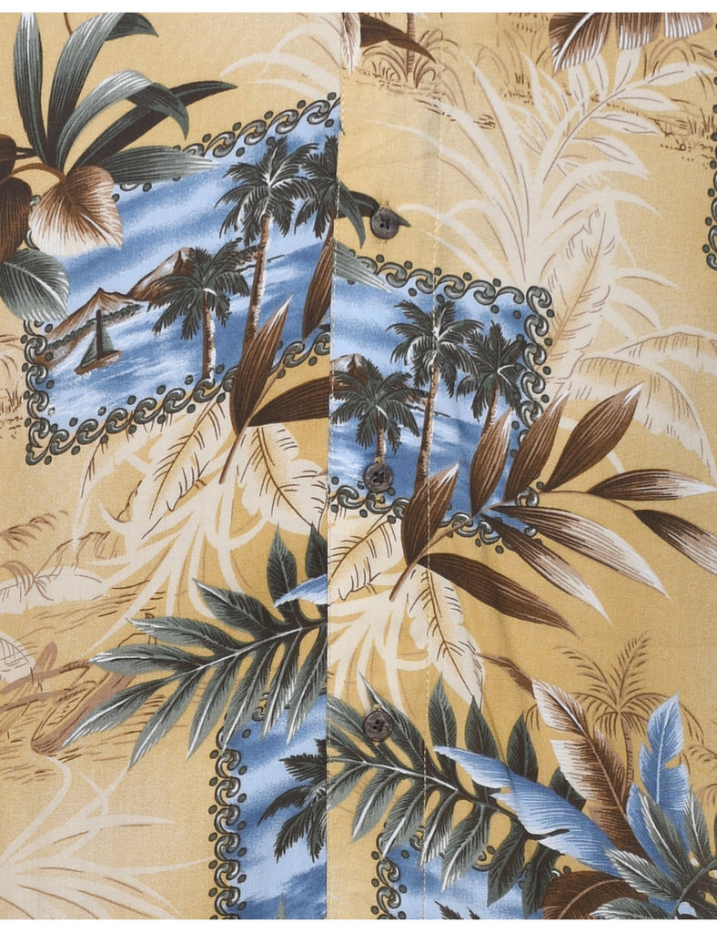 Leafy Print Hawaiian Shirt - M