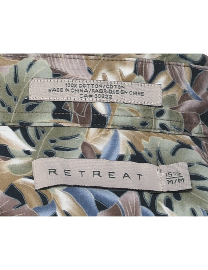 Leafy Print Hawaiian Shirt - M