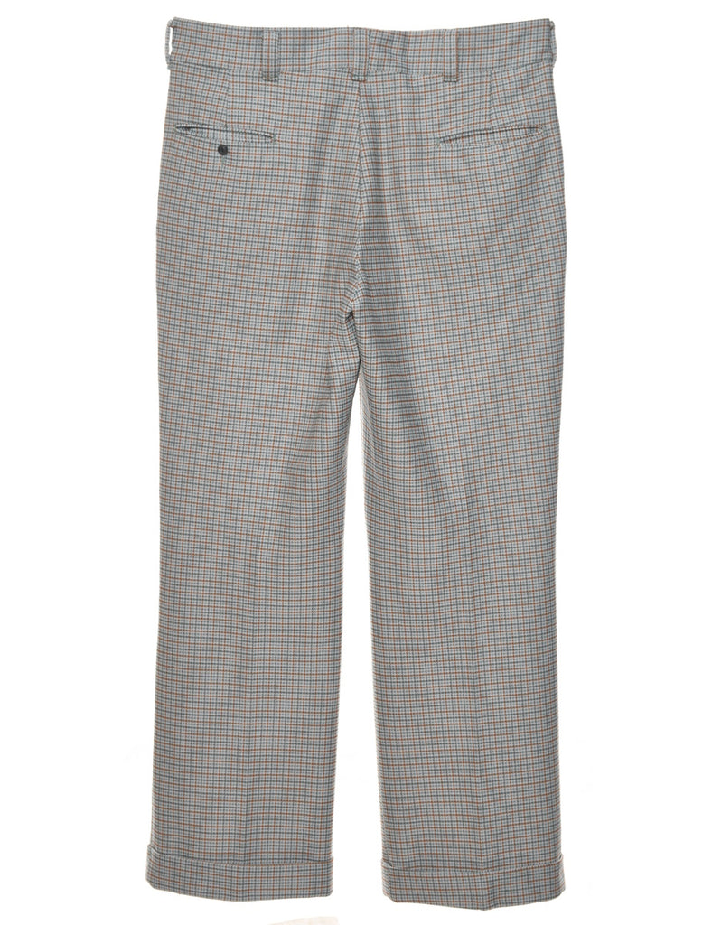 Light Blue & Light Brown 1970s Suit Trousers - W34 L31