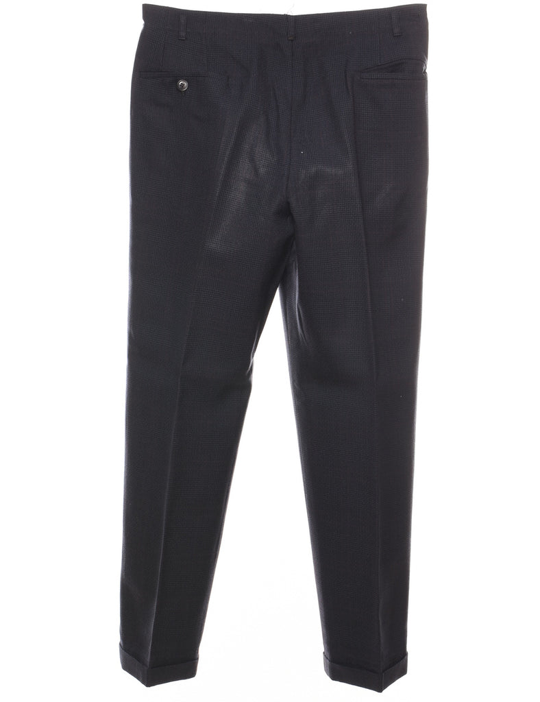 Navy Checked Pattern Trousers - W30 L27