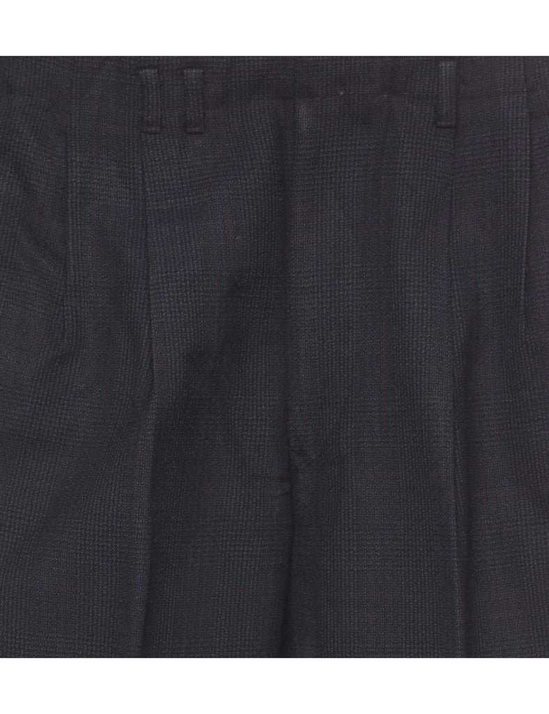 Navy Checked Pattern Trousers - W30 L27