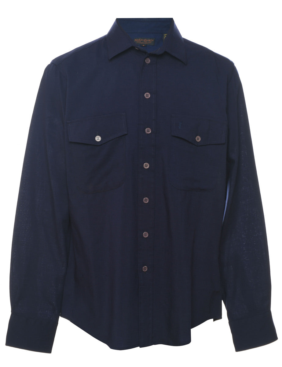 Men's Navy YSL Shirt Blue, M | Beyond Retro - E00956154