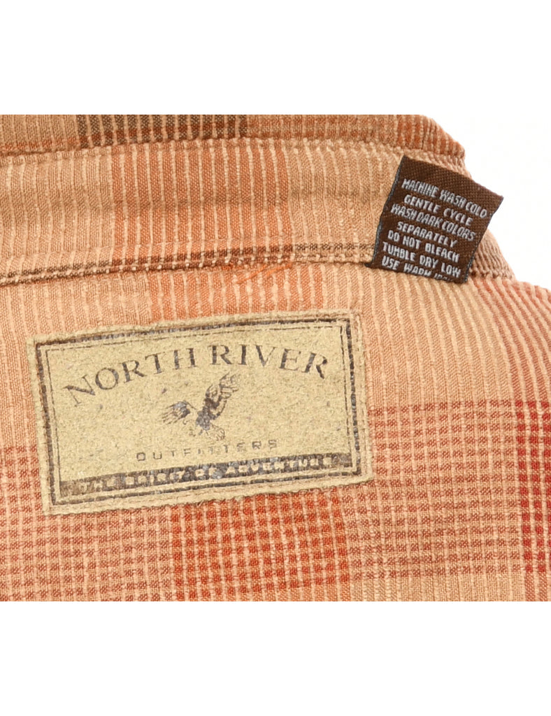 Orange & Light Brown Checked Shirt - M