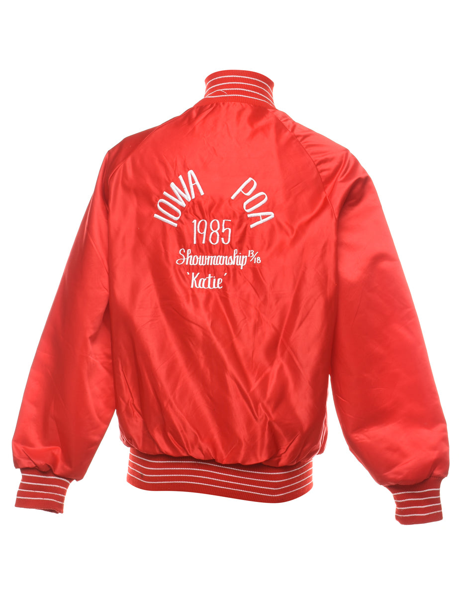 Shiny red bomber jacket new arrivals