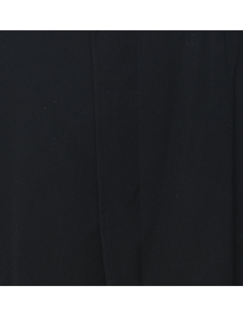 Single Breasted Black Classic Wool Coat - L