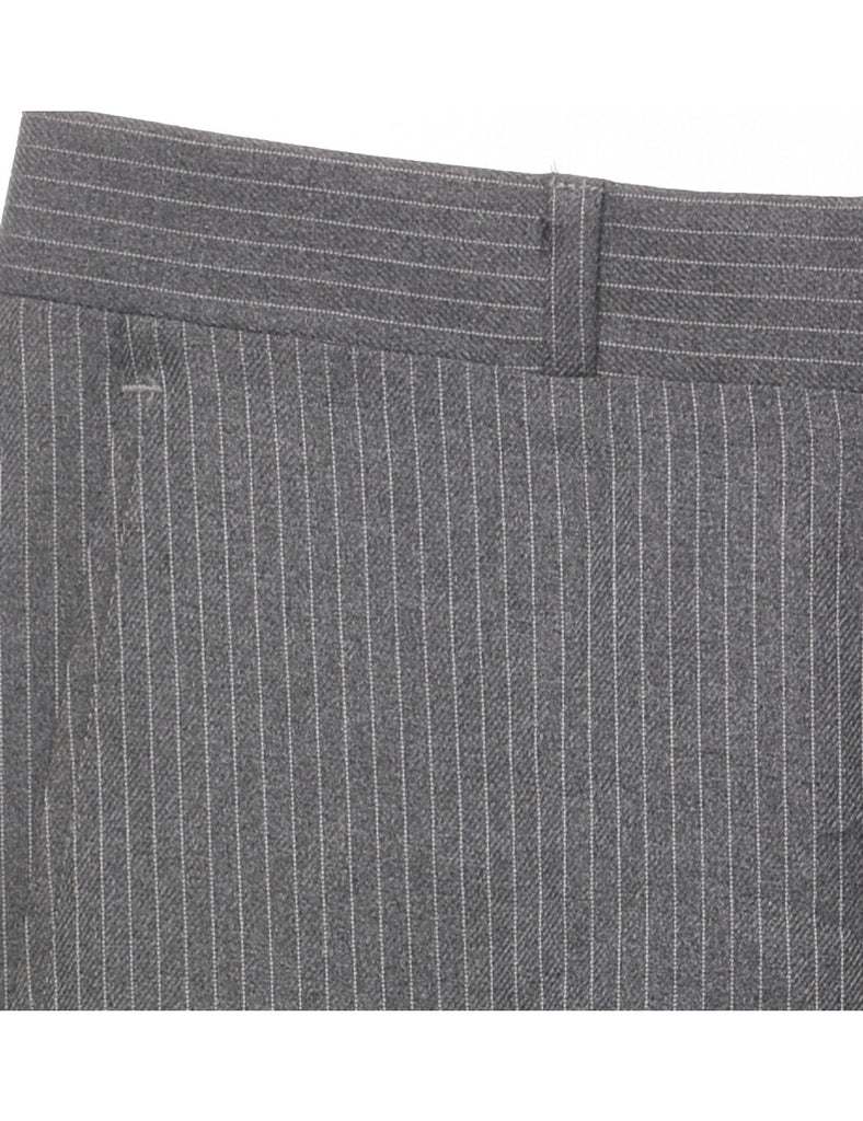 Striped Pattern Grey Straight-FitTrousers - W30 L28