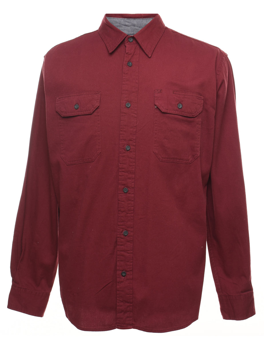 Men's Wrangler Wrangler Maroon Denim Shirt Red, M Beyond Retro