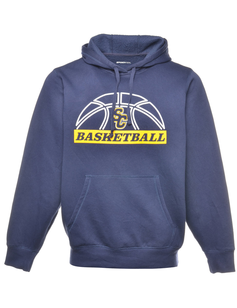 Unisex Basketball Printed Hoodie Blue M Beyond Retro