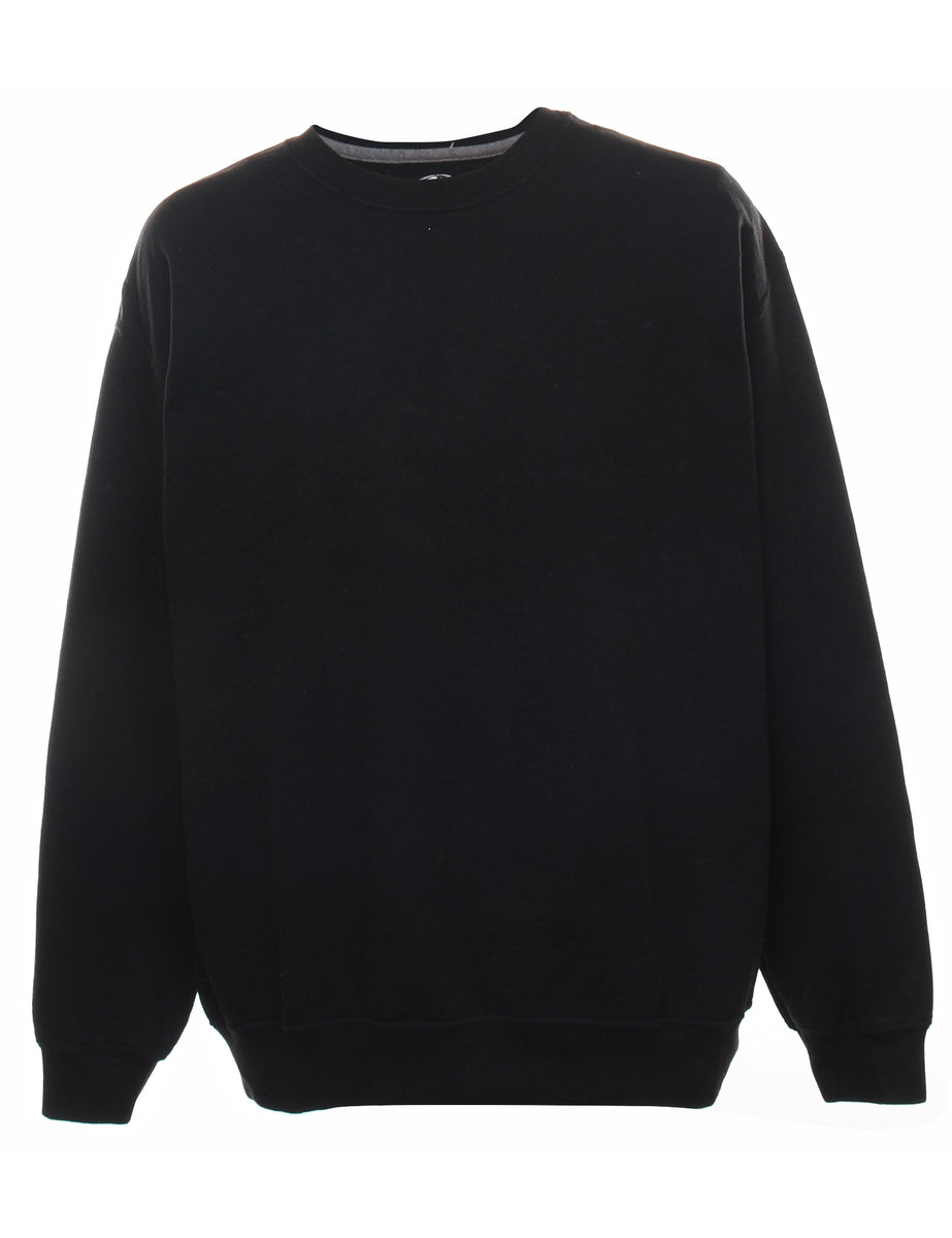 Unisex Black Plain Sweatshirt Black L Beyond Retro