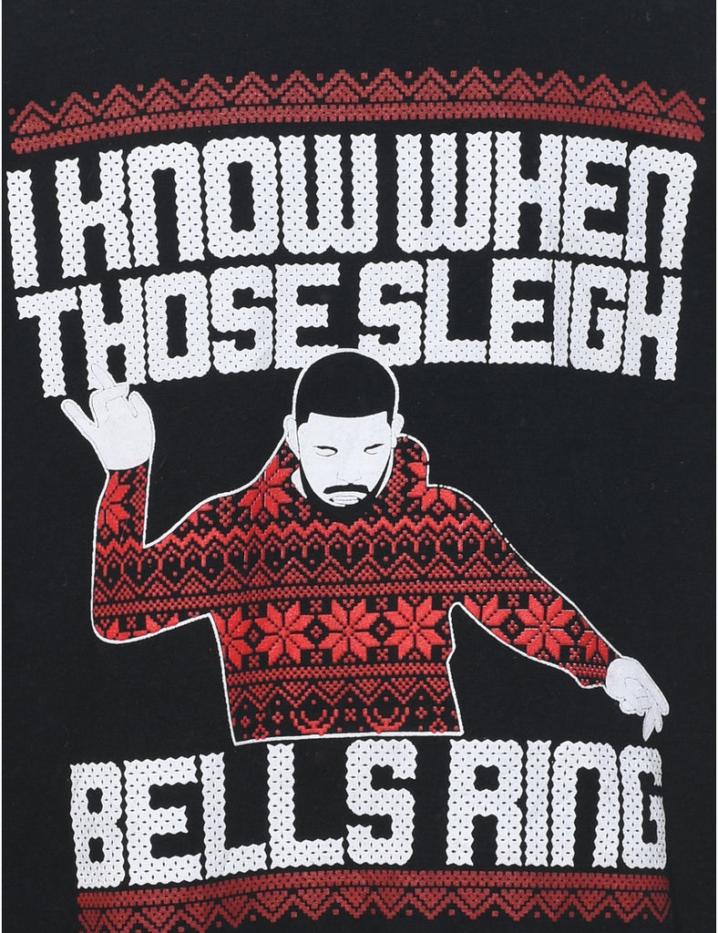 Black & Red Drake Design Christmas Sweatshirt - L