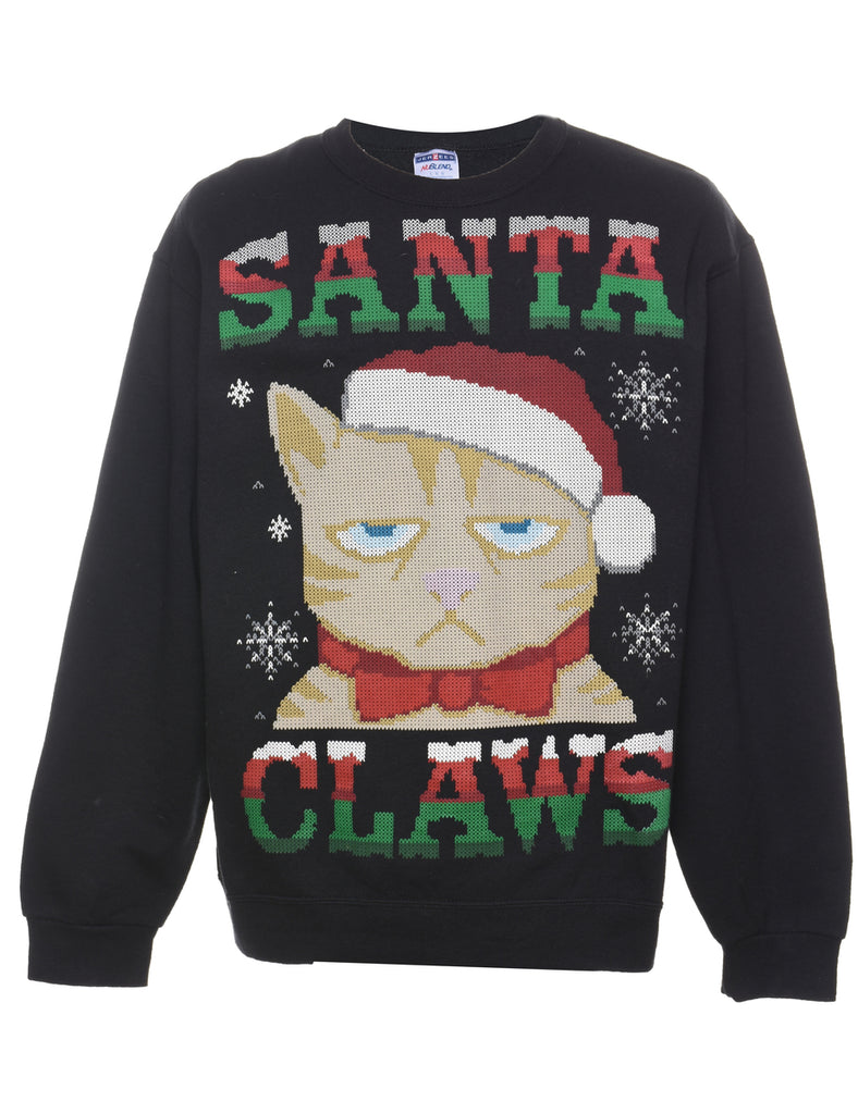 Black Santa Claws Christmas Sweatshirt - L