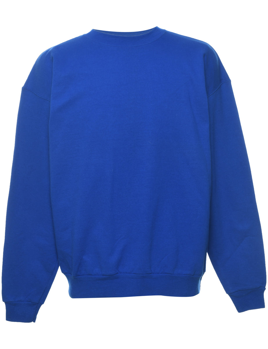 Unisex Blue Plain Sweatshirt Blue L Beyond Retro
