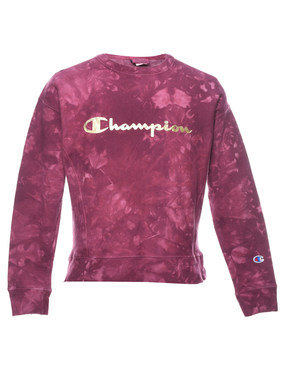 Champion Tie dye Printed Plum Gold Sweatshirt S