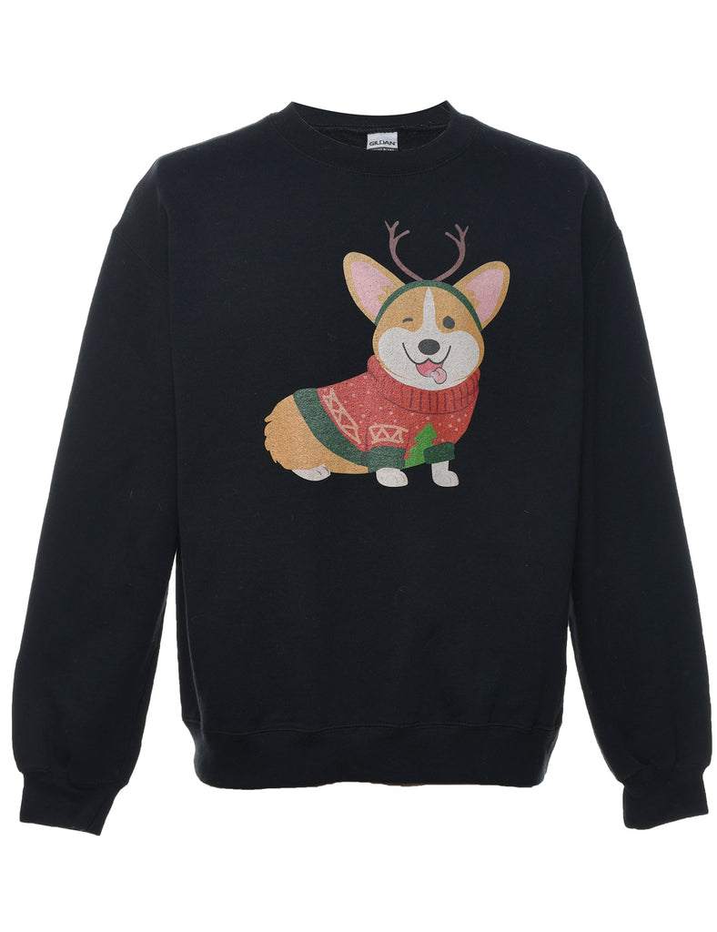 Cute Animal Print Christmas Sweatshirt - M