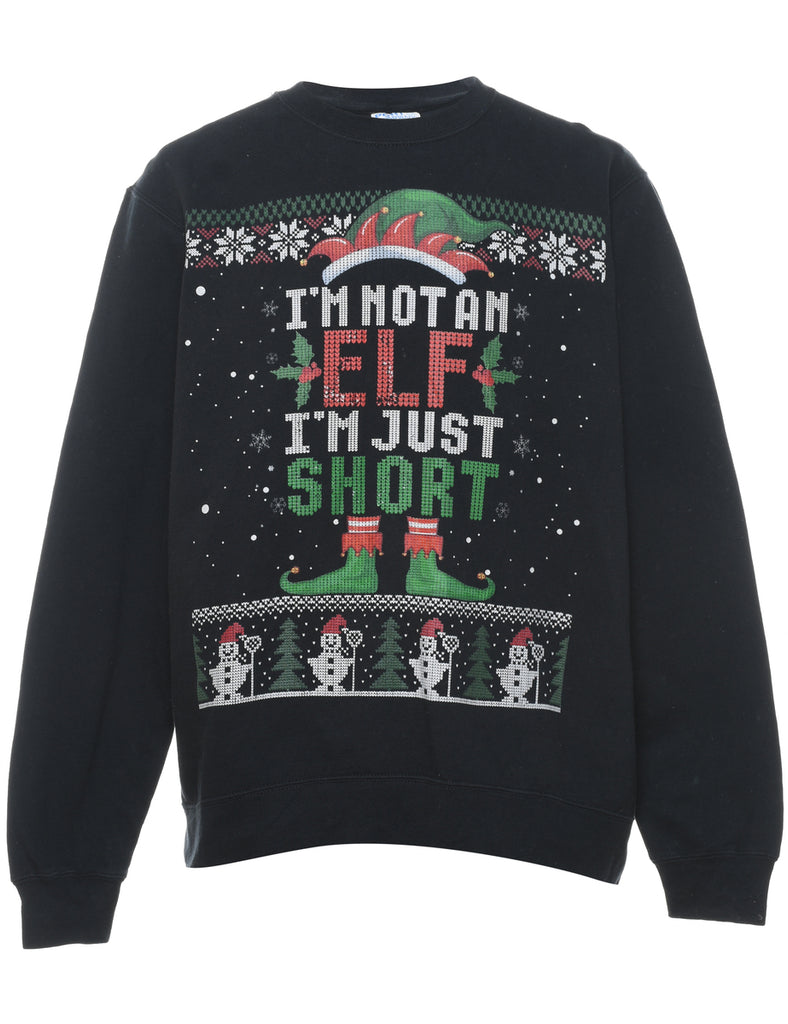 Festive Season Elf Design Christmas Sweatshirt - M