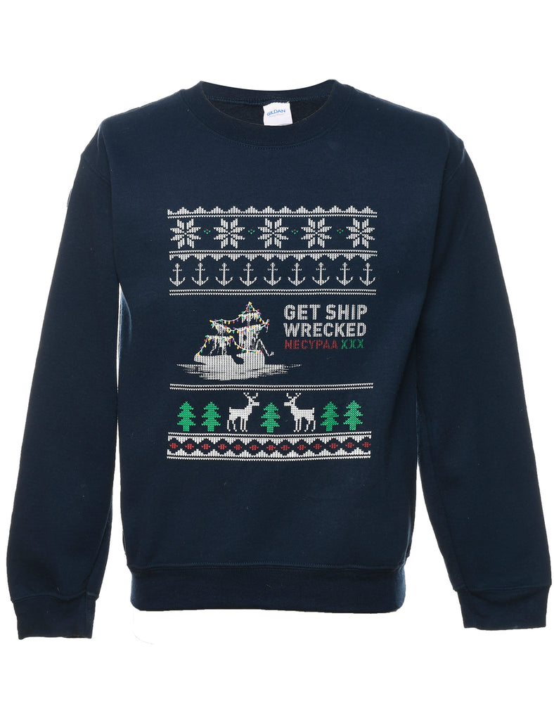 Festive Season Navy Christmas Sweatshirt - S