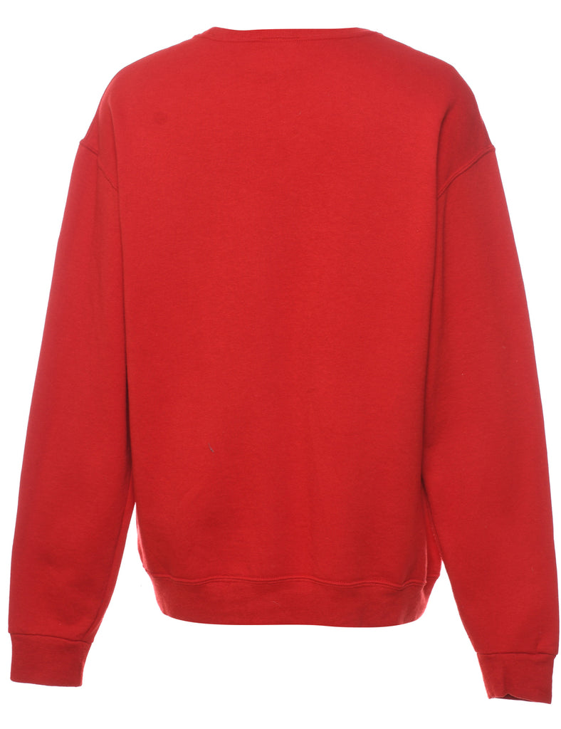 Festive Season Red Printed Christmas Sweatshirt - M