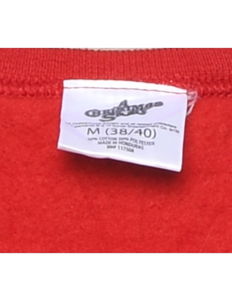 Festive Season Red Printed Christmas Sweatshirt - M