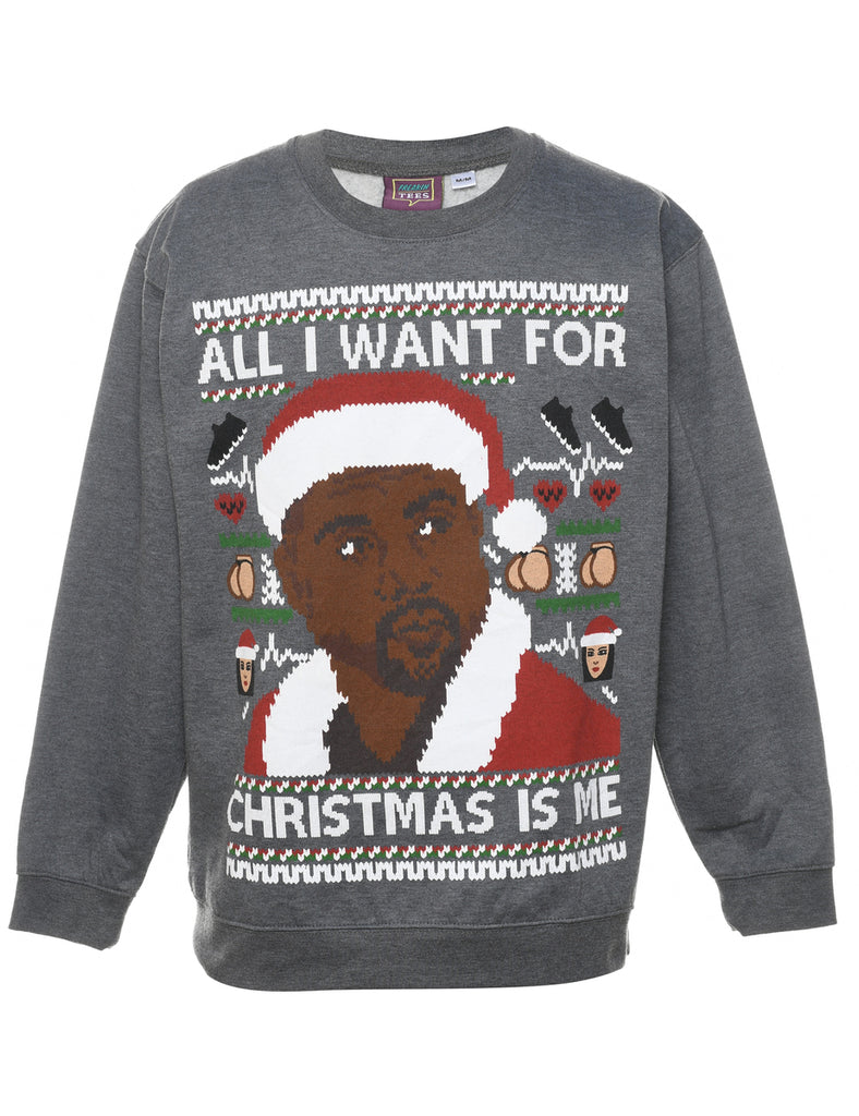 Grey Christmas Sweatshirt - M