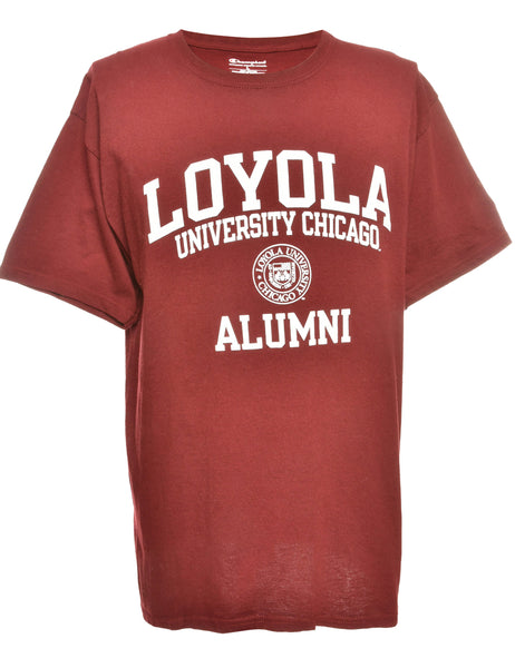 Unisex Champion Maroon Champion Printed T shirt Red L Beyond Retro
