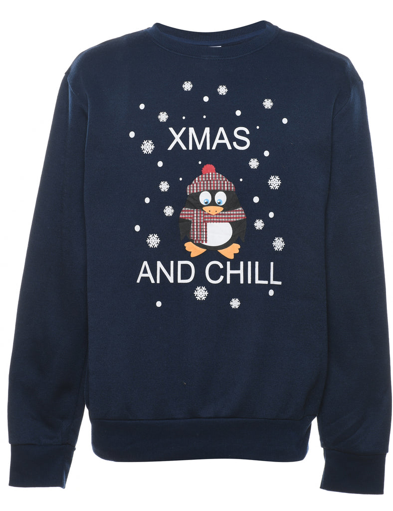 Navy Christmas Sweatshirt - M