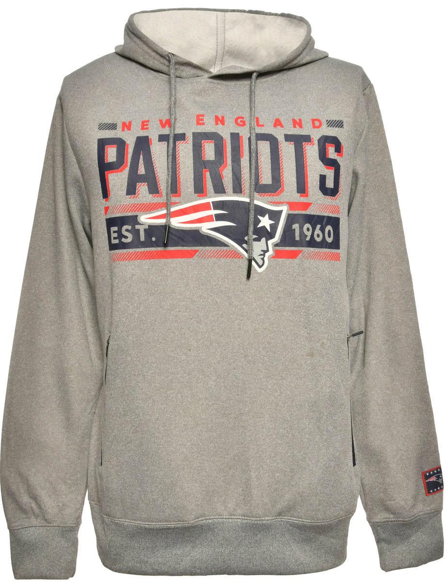 Unisex NFL New England Patriots Hooded Sports Sweatshirt Grey, M