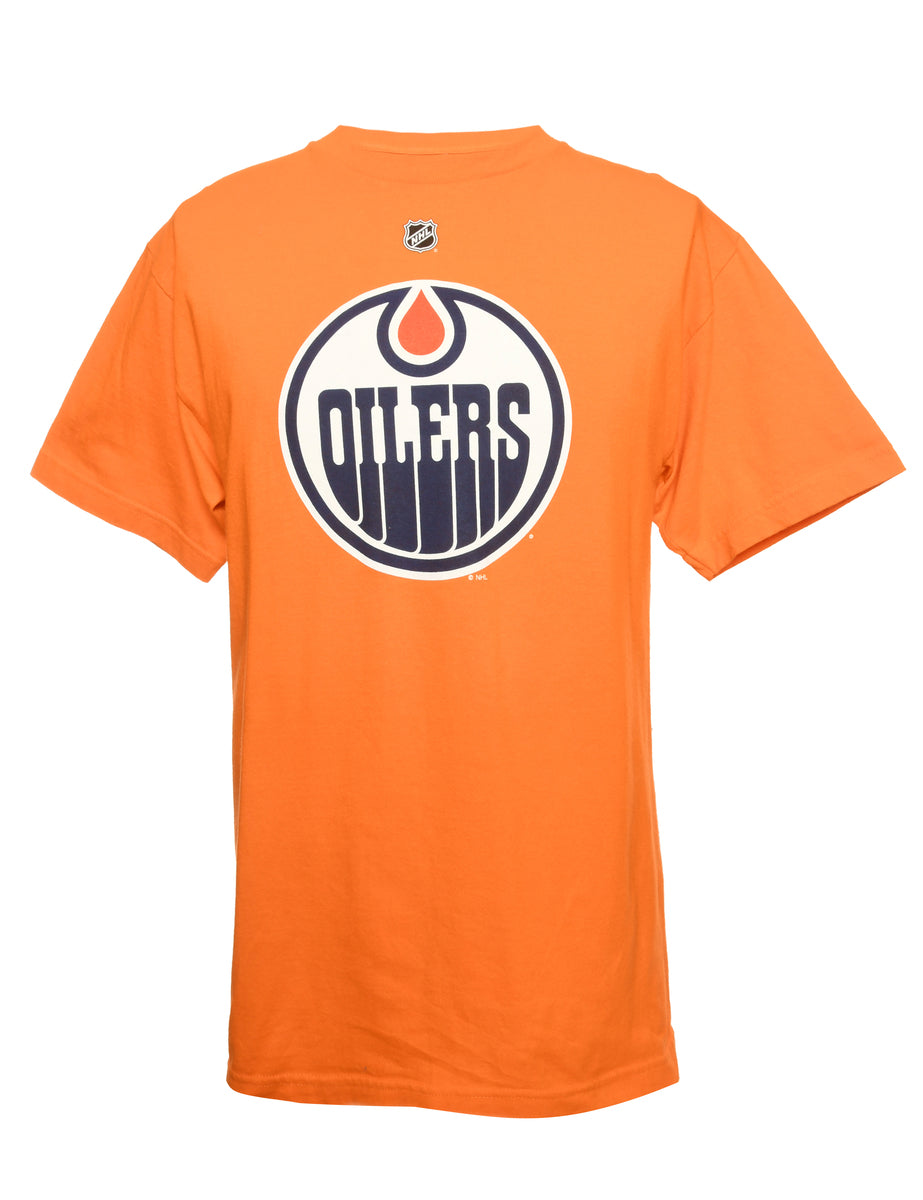 Unisex Reebok Orange Reebok Oilers Ice Hockey Printed T-shirt