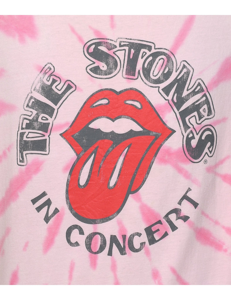 Pale Pink & White Rolling Stones Tie Dye T-shirt - S