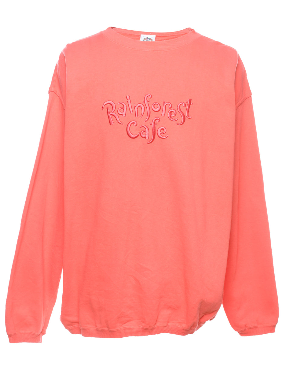 Rainforest Cafe Embroidered Coral Sweatshirt L