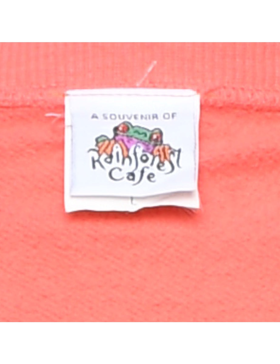 Rainforest Cafe Embroidered Coral Sweatshirt L