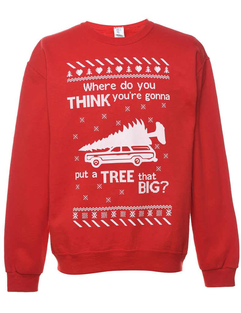 Red & White Festive Season Christmas Sweatshirt - M