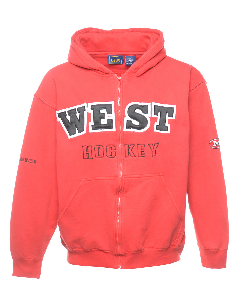 Unisex West Hockey Printed Hoodie Red, L Beyond Retro