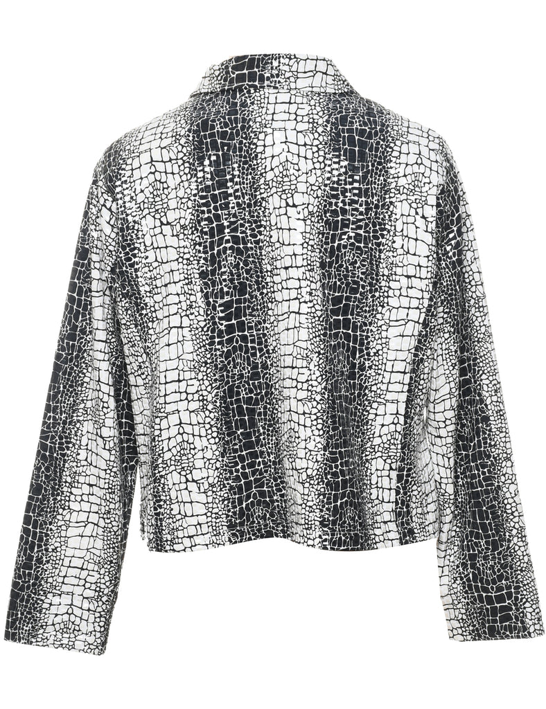 1990s Black & White Snakeskin Evening Jacket - L