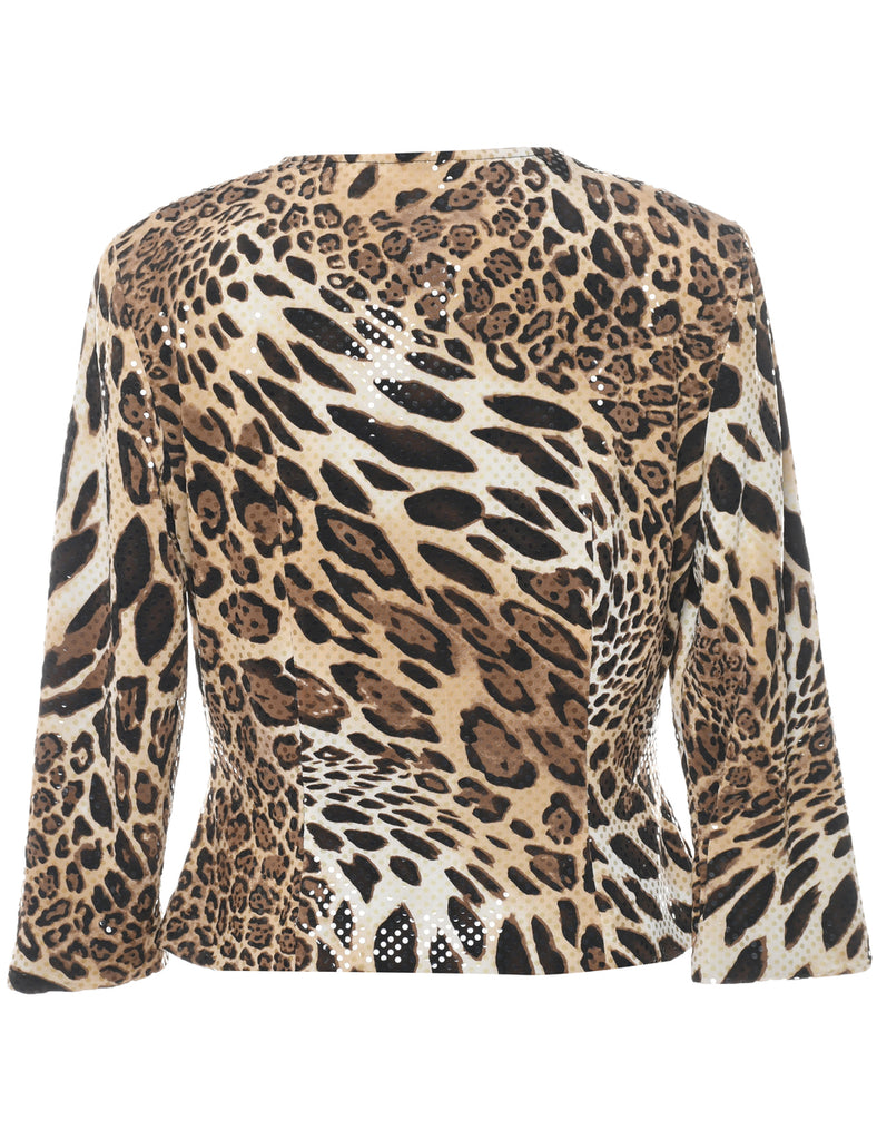 1990s Sparkly Leopard Print Evening Jacket - M