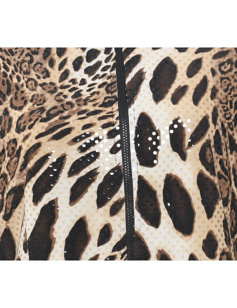 1990s Sparkly Leopard Print Evening Jacket - M