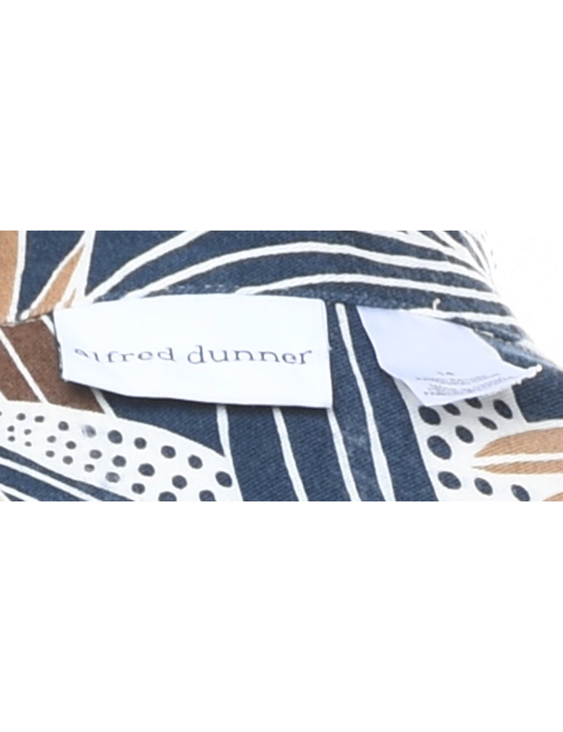 Alfred Dunner Navy & Brown Hawaiian Shirt - XL