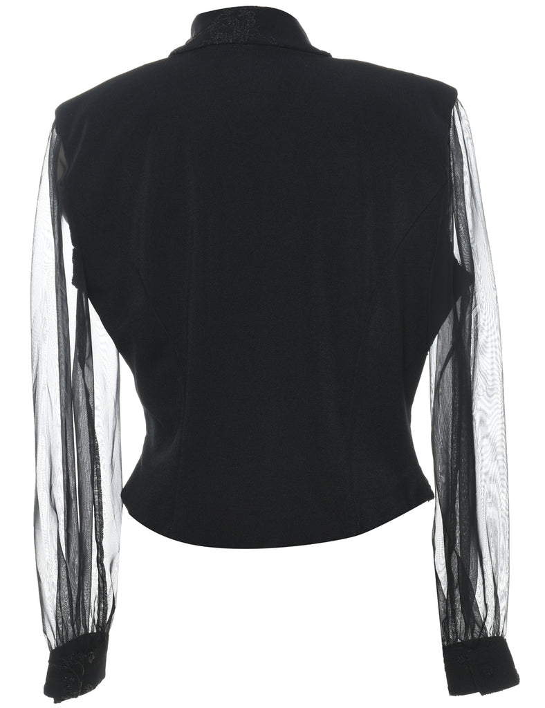 Beaded Black Sparkly Evening Jacket - L