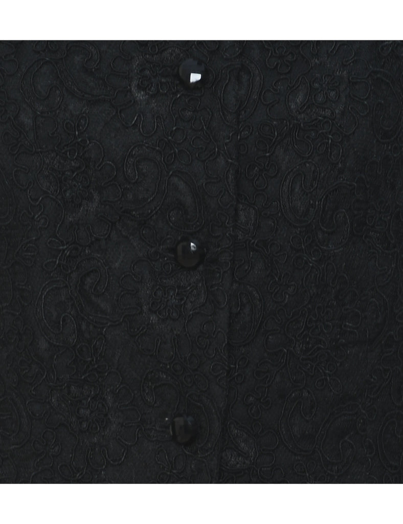 Black 1990s Embroidered Waistcoat - M