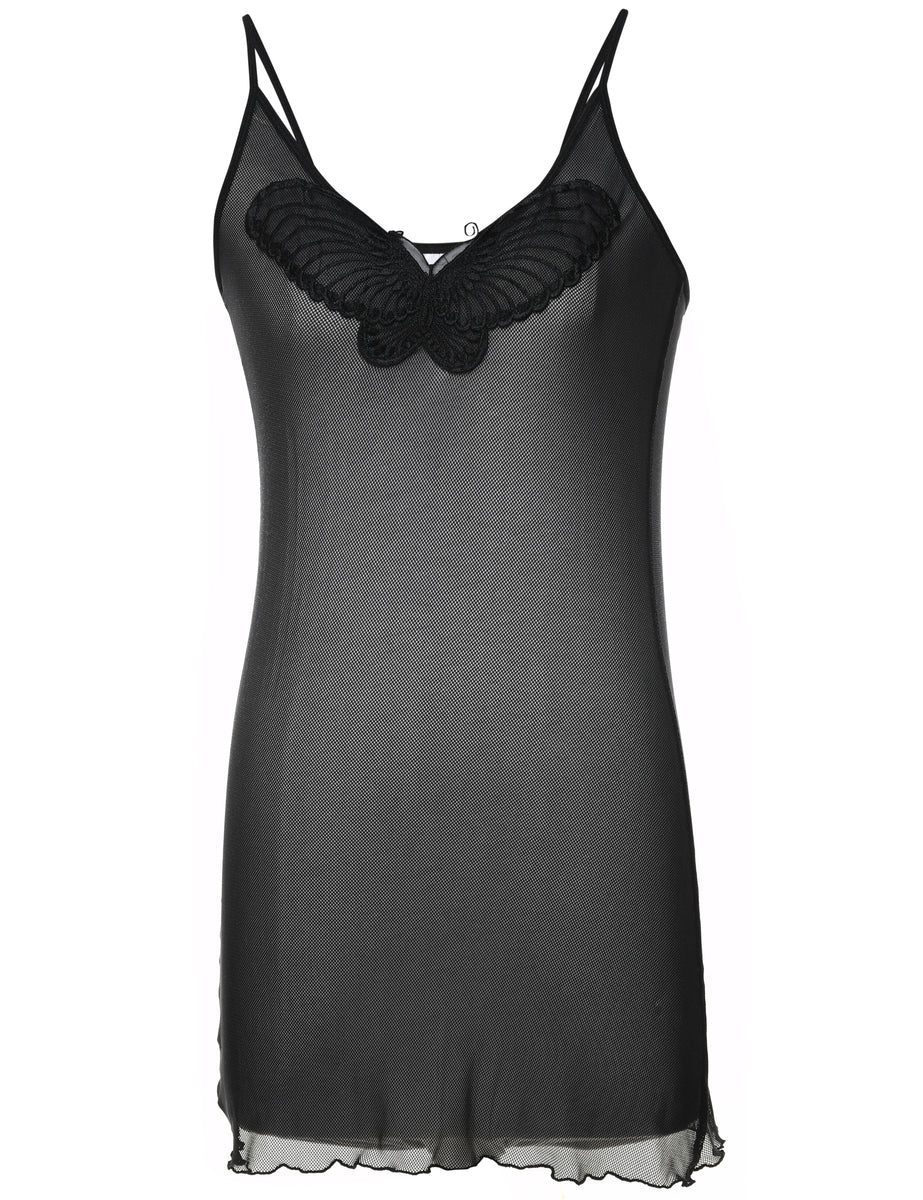 Women's Black Classic Sheer Slip Dress Black, XS | Beyond Retro Women's Black Classic Sheer Slip Dress Black, XS | Beyond Retro