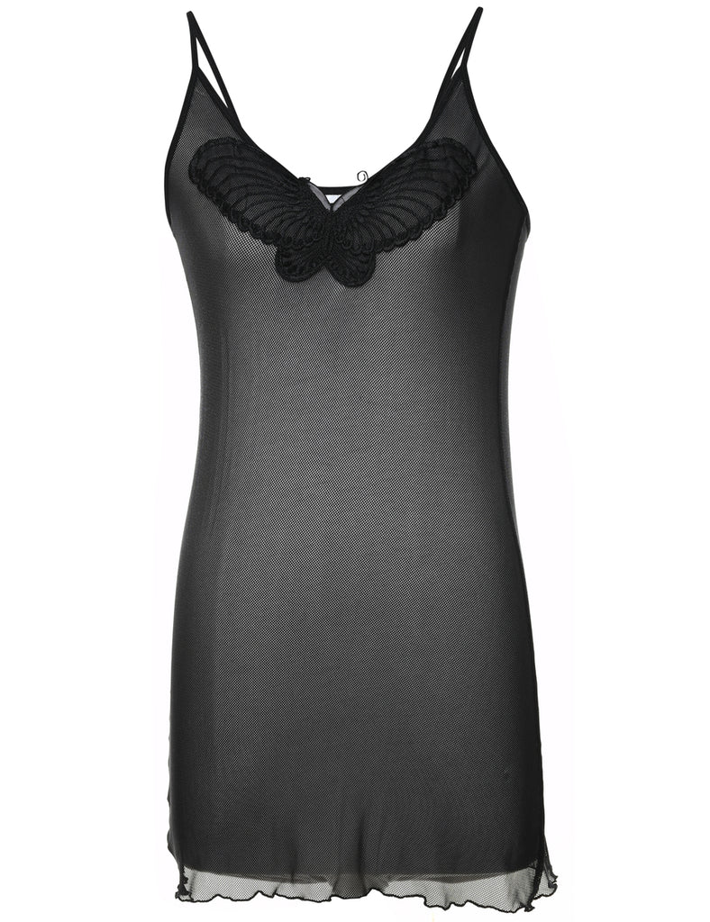 Black Classic Sheer Slip Dress - XS