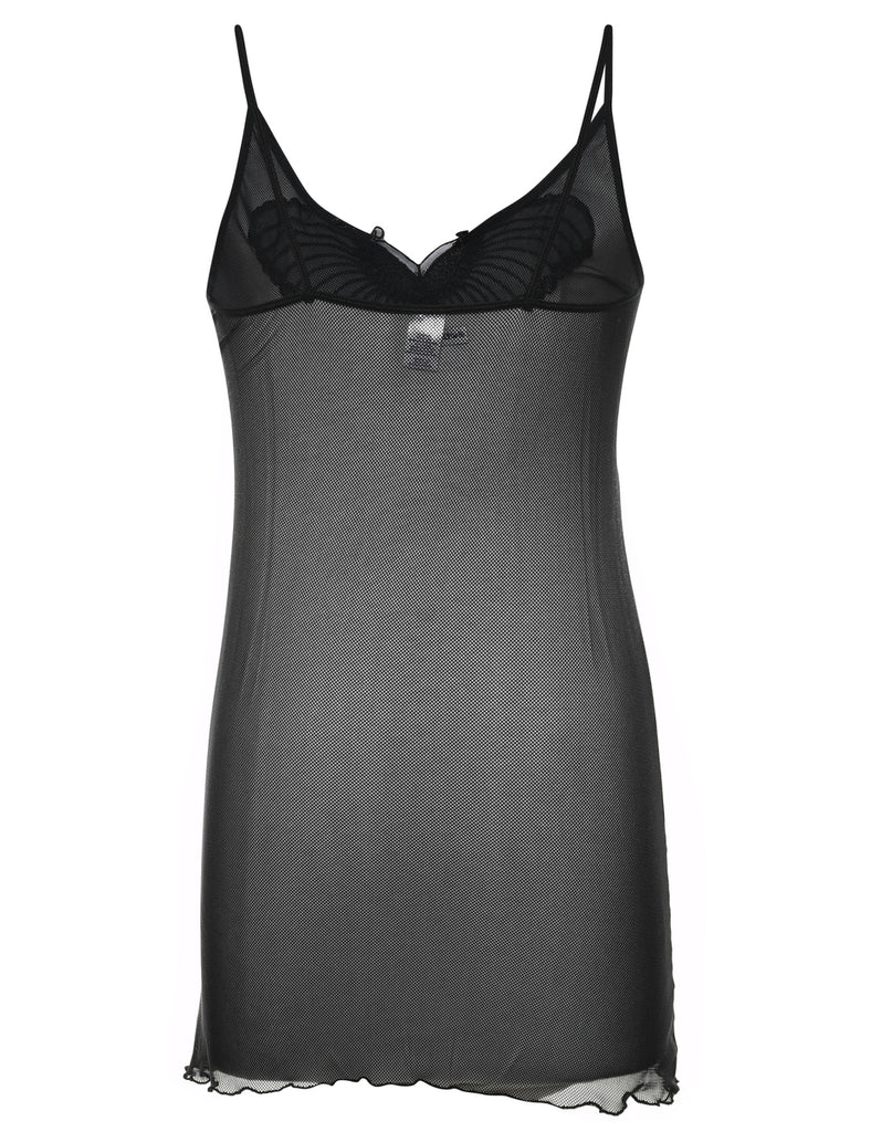 Black Classic Sheer Slip Dress - XS