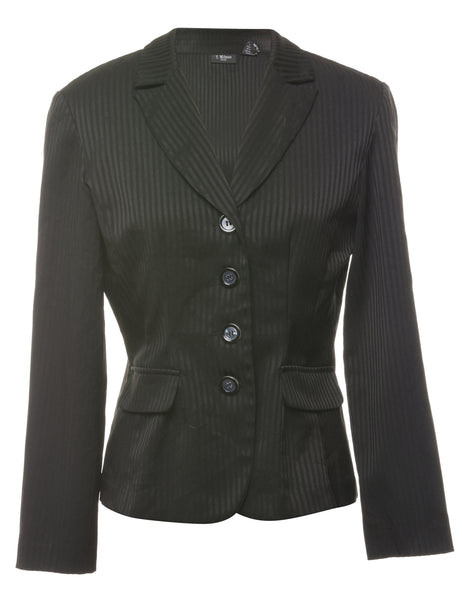 Women's Black Classic Striped Blazer Black, M | Beyond Retro