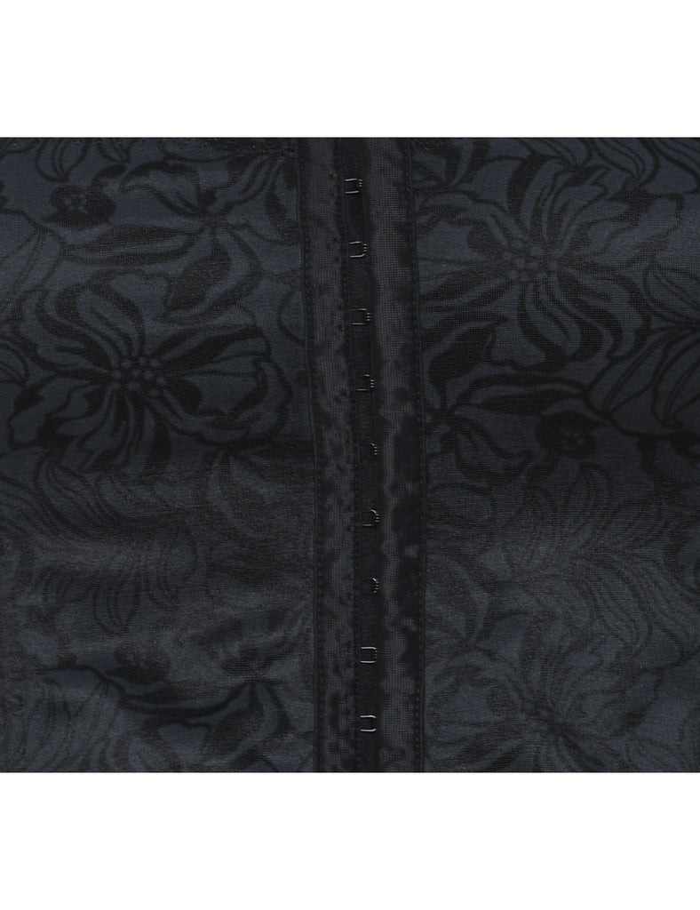 Black Floral Print Corset - S