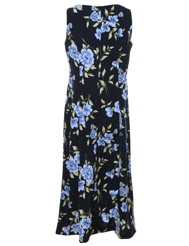 Black Floral Print Maxi Dress - M