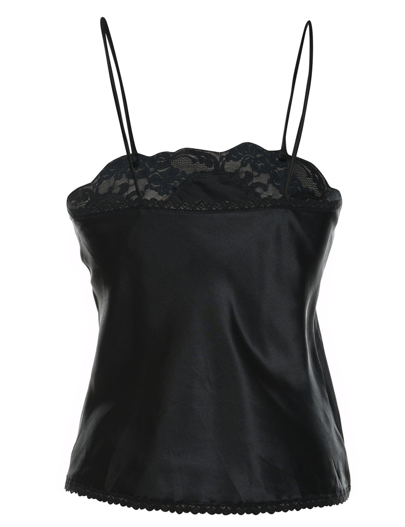 Black Lace Trim Camisole - S