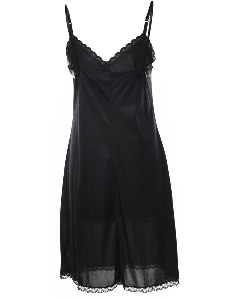 Black Lace Trim Slip - M