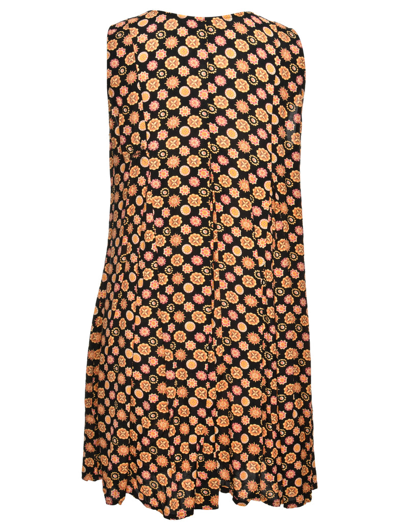 Black & Orange Sleeveless Dress - L
