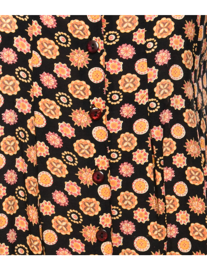 Black & Orange Sleeveless Dress - L