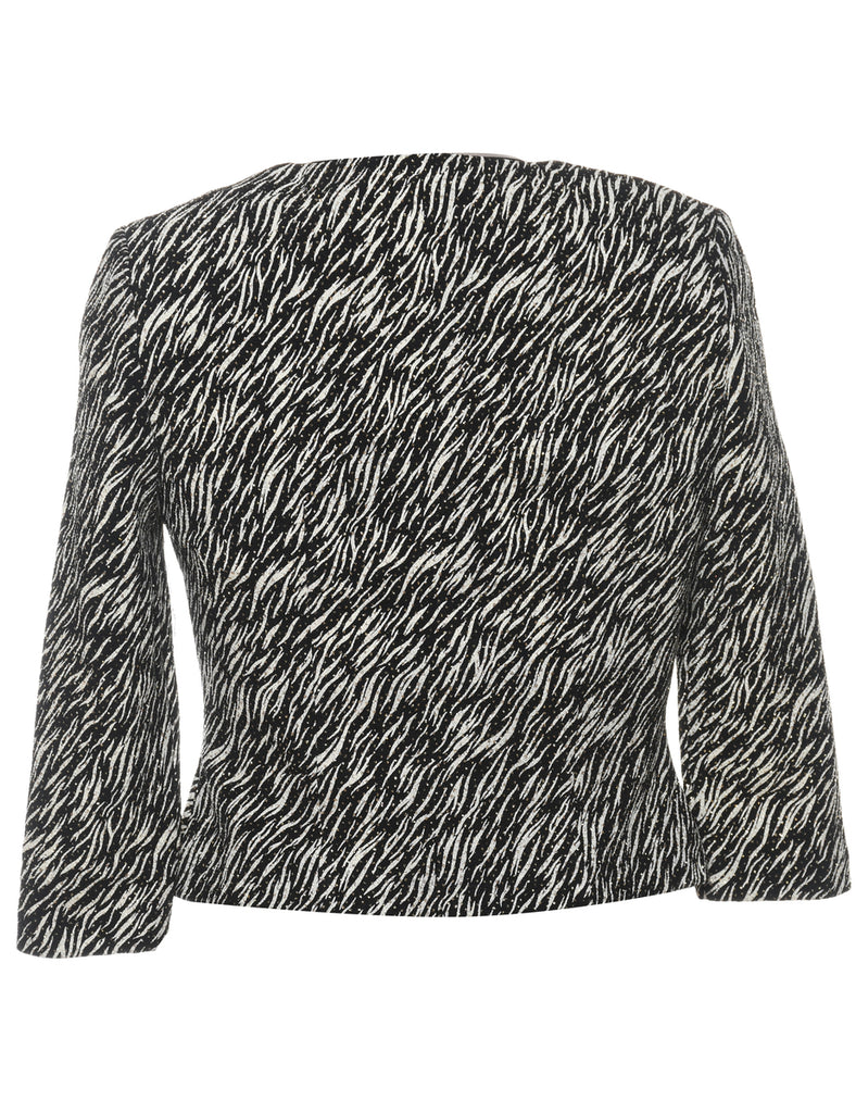 Black & White Zebra Print Sparkly Evening Jacket - S
